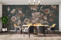 Sepia-toned vintage floral wallpaper
