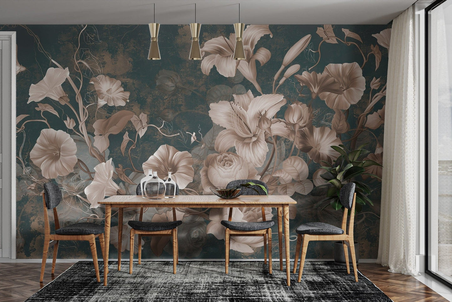 Timeless botanical vines wall covering
