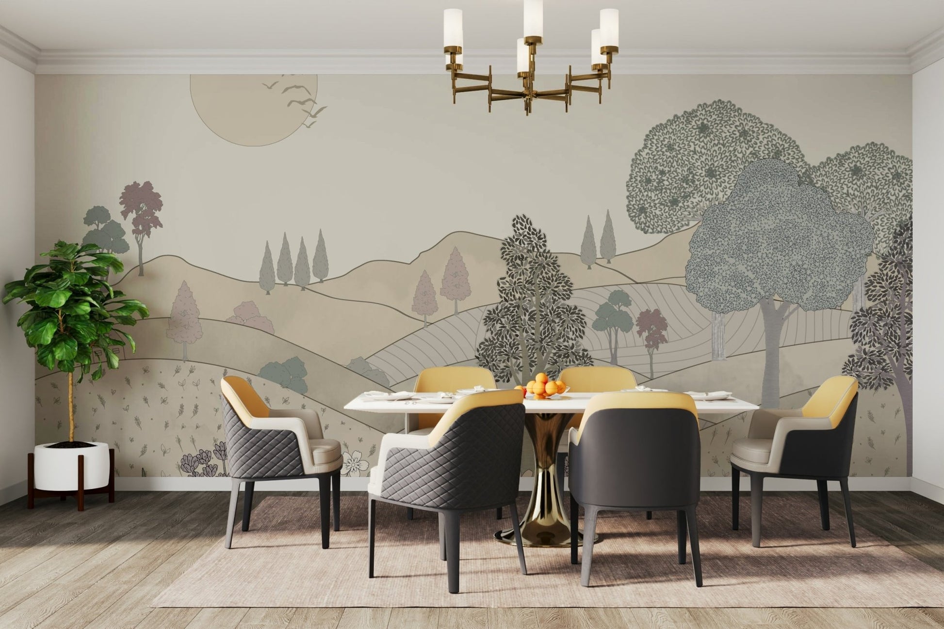 The lines are delicate and the shapes are fluid.

