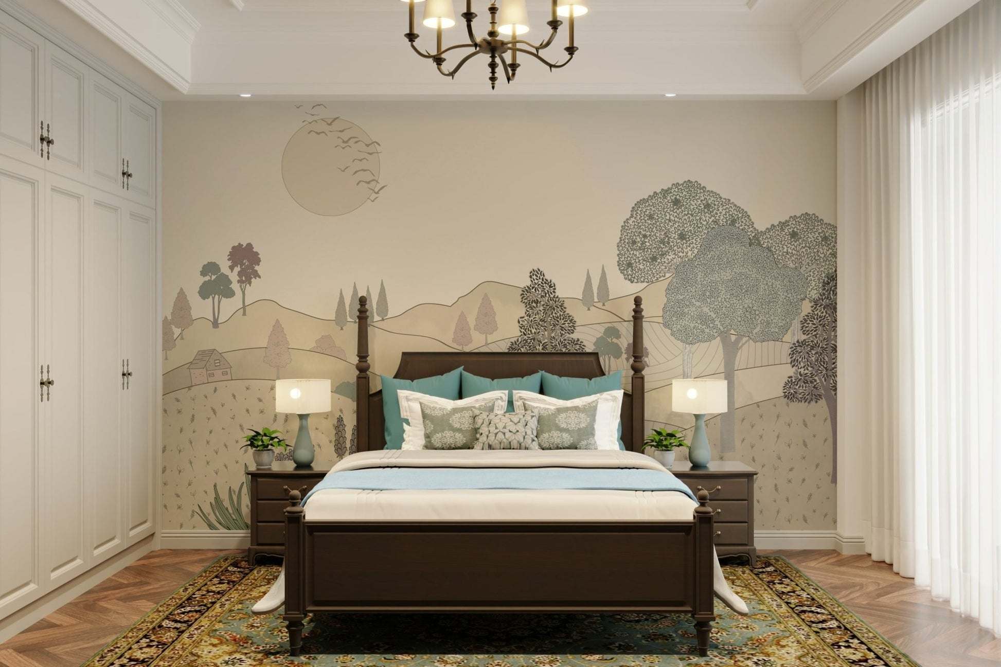 The colors are soft and muted, like faded pastels.

