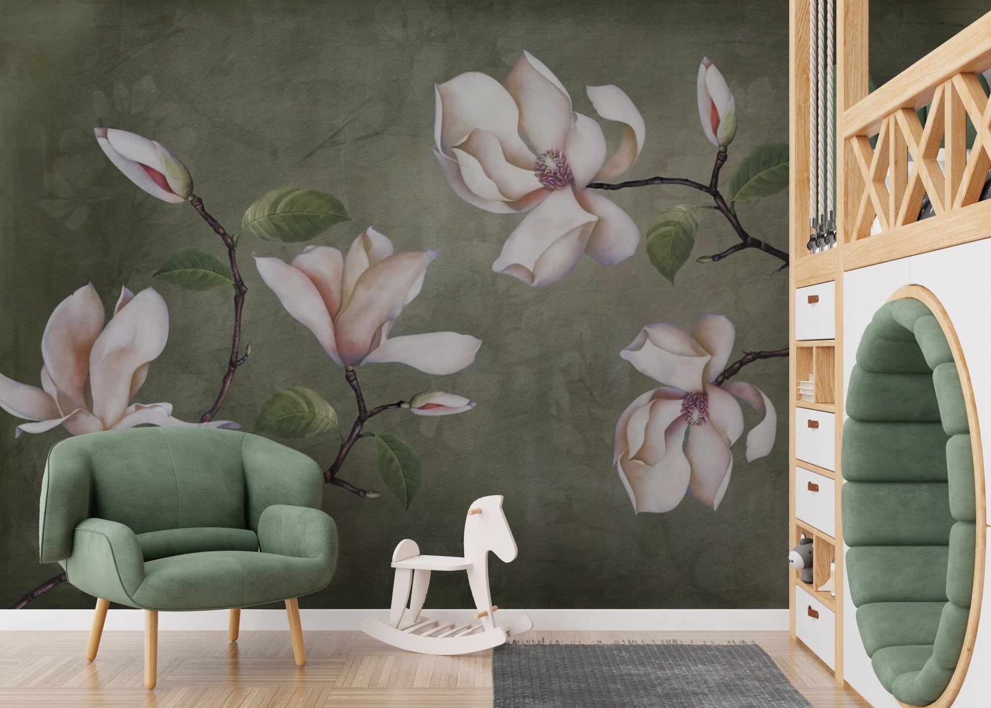 Elegant vintage blossom wallpaper for a timeless floral accent. B767
