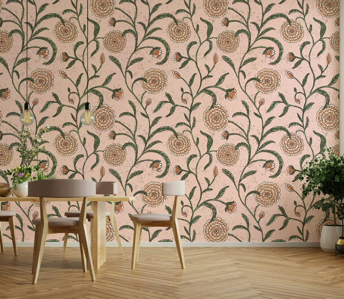 Vintage blossom pattern wallpaper
