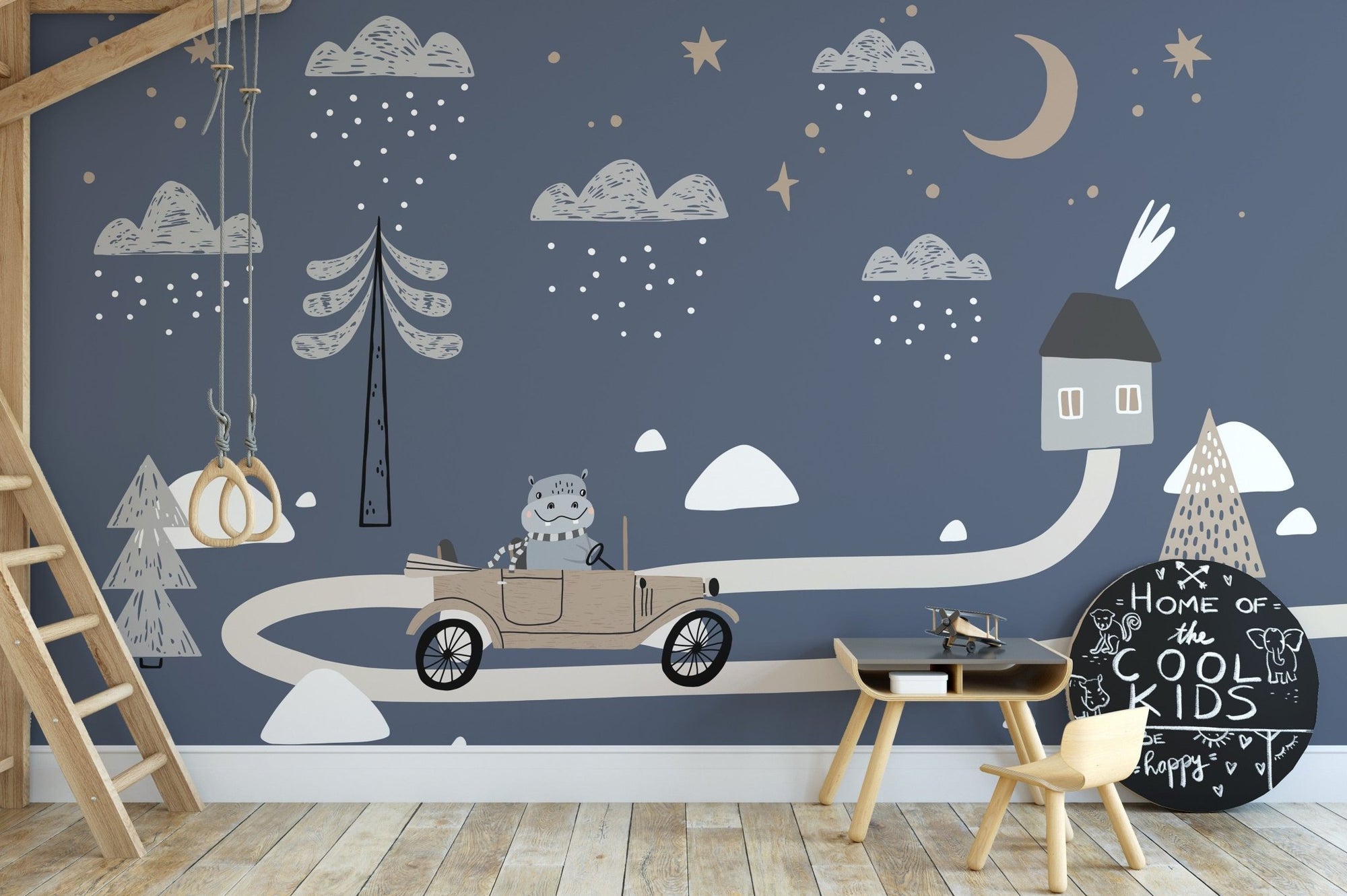 Vintage car wallpaper mural for kids B088
 