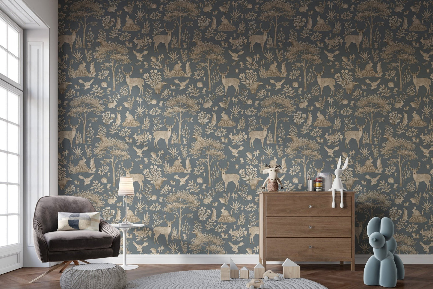 Rustic vintage forest wallpaper mural
