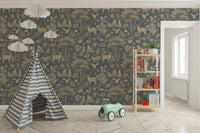 Classic wildlife wallpaper with foliage
