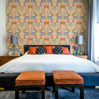 Mural wallpaper with delicate blue flowers

