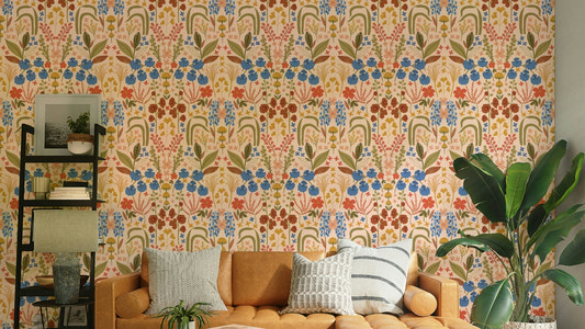 Cream floral wallpaper for walls

