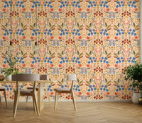 Vintage-inspired floral mural wallpaper

