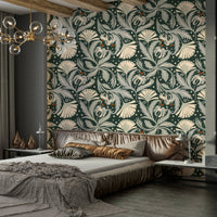 Vintage floral pattern wallpaper noir

