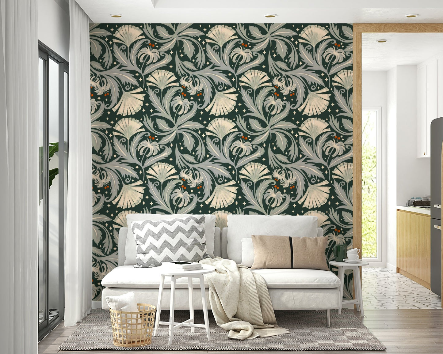 Forest noir botanical wallpaper decor

