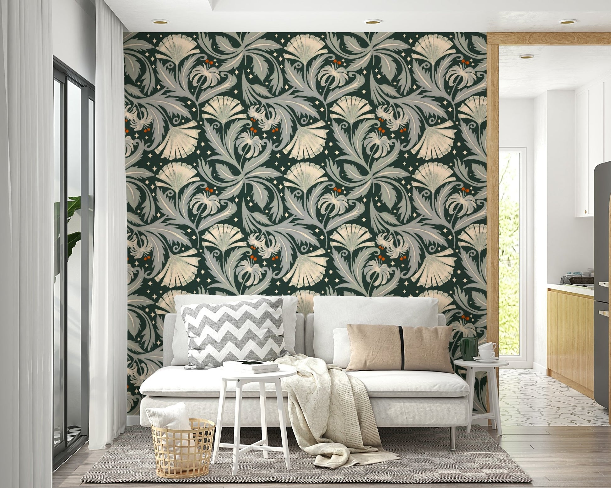 Forest noir botanical wallpaper decor

