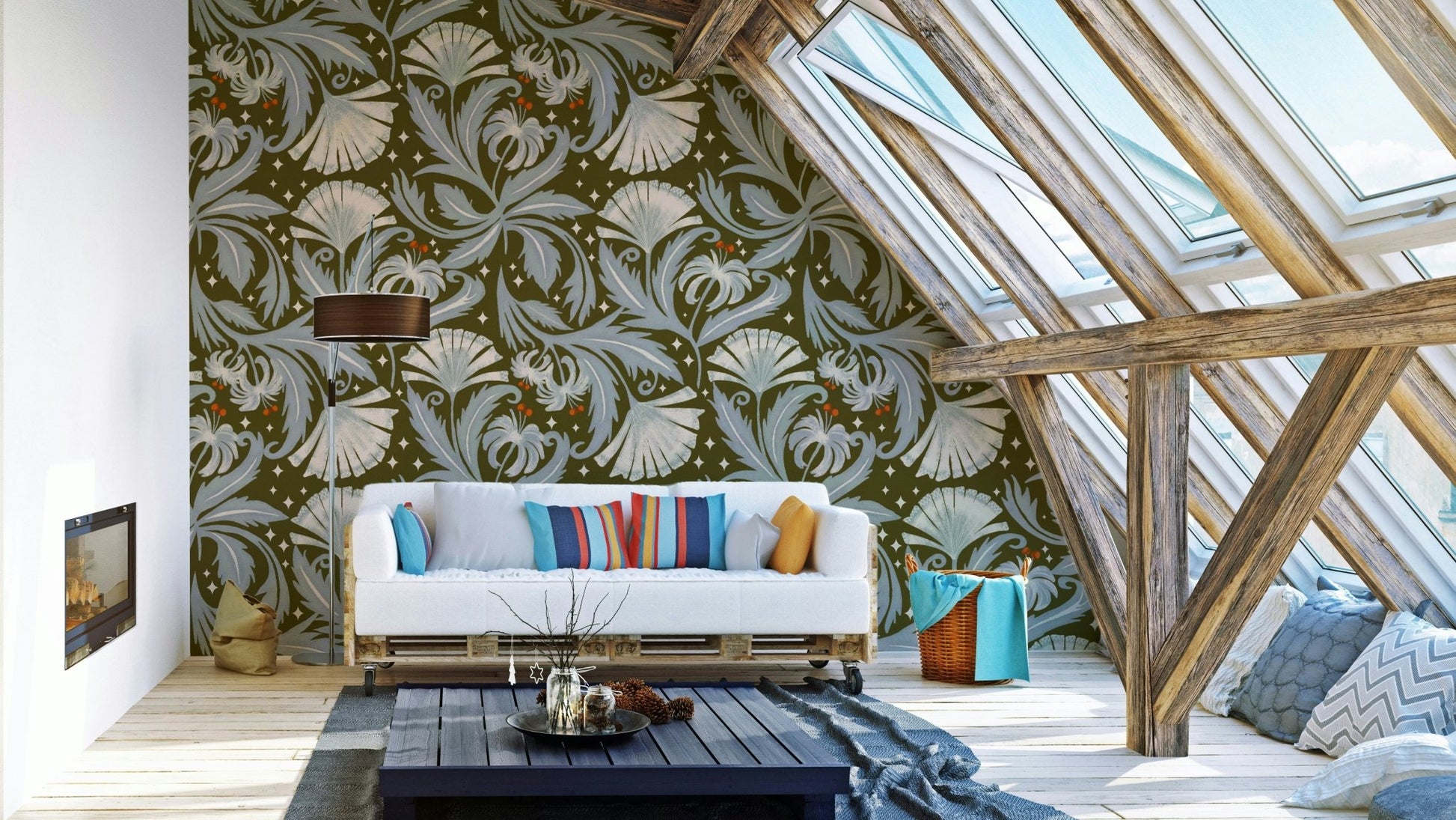 Heritage revival floral wallpaper art

