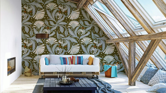 Heritage revival floral wallpaper art

