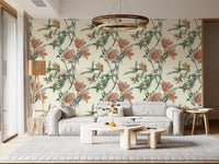 Graceful muted petals bring a vintage feel to this botanical flower wallpaper