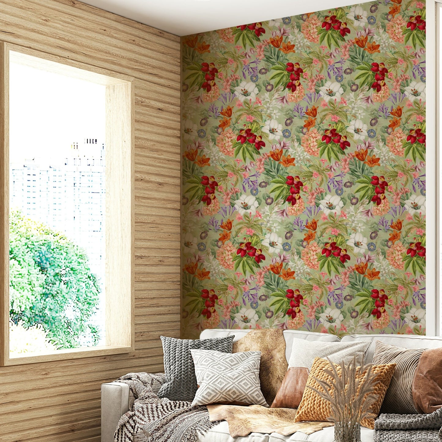 Elegant vintage floral wallpaper for home interiors.


