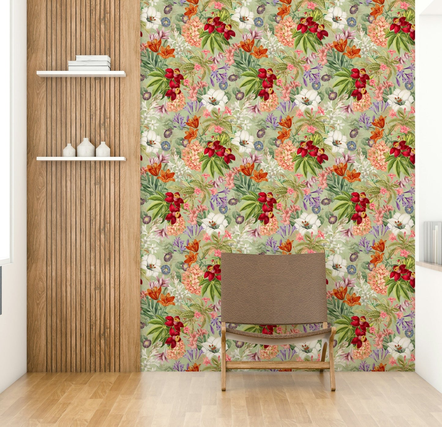 Botanical garden design wallpaper with a timeless vintage look.

