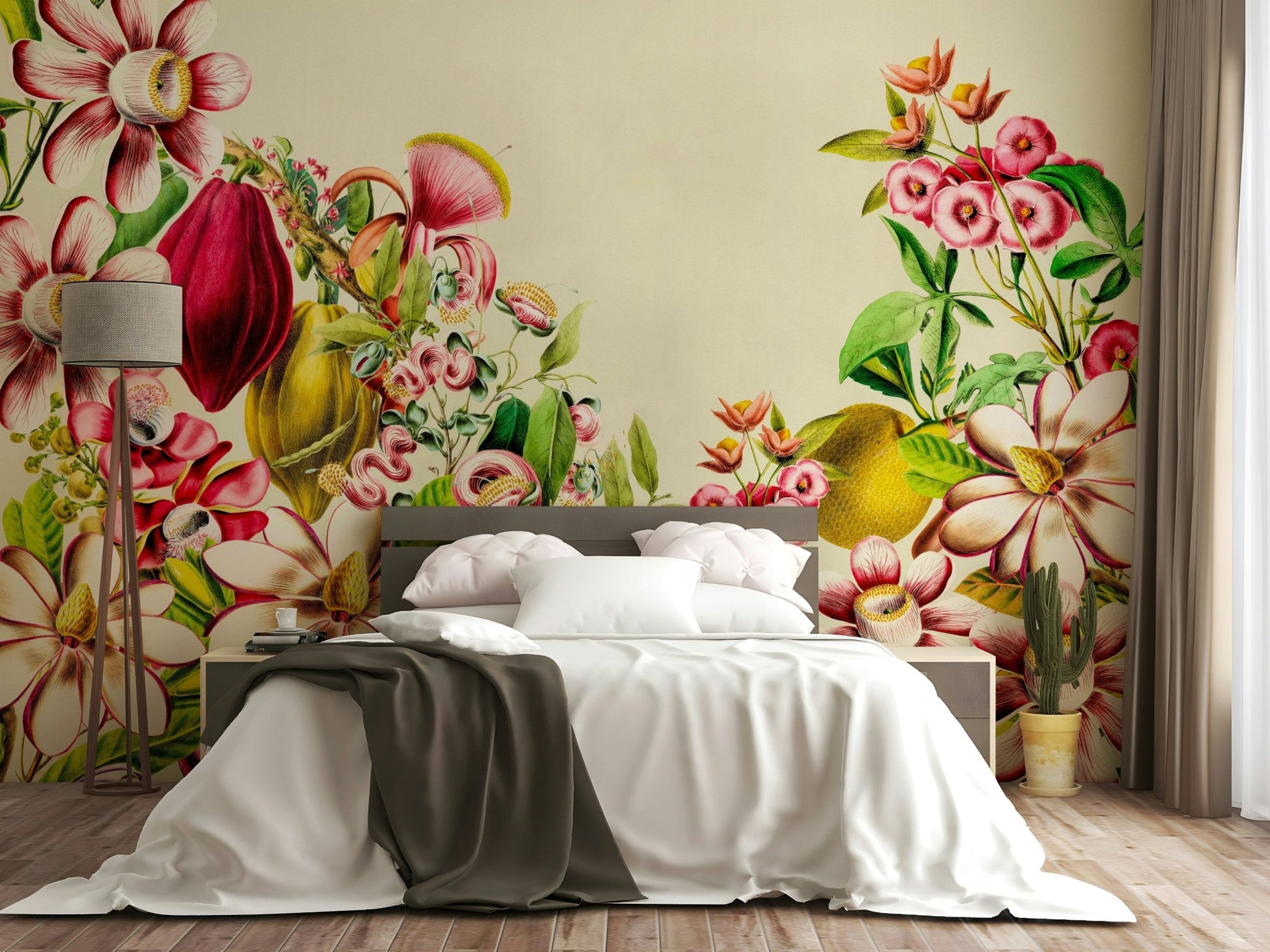 Vintage botanical mural for a nature-inspired home.

