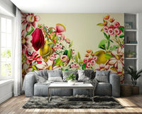 Rustic vintage botanical garden wall mural for bedrooms.

