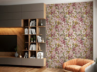 Retro-inspired botanical garden wallpaper for a vintage look., GD1360