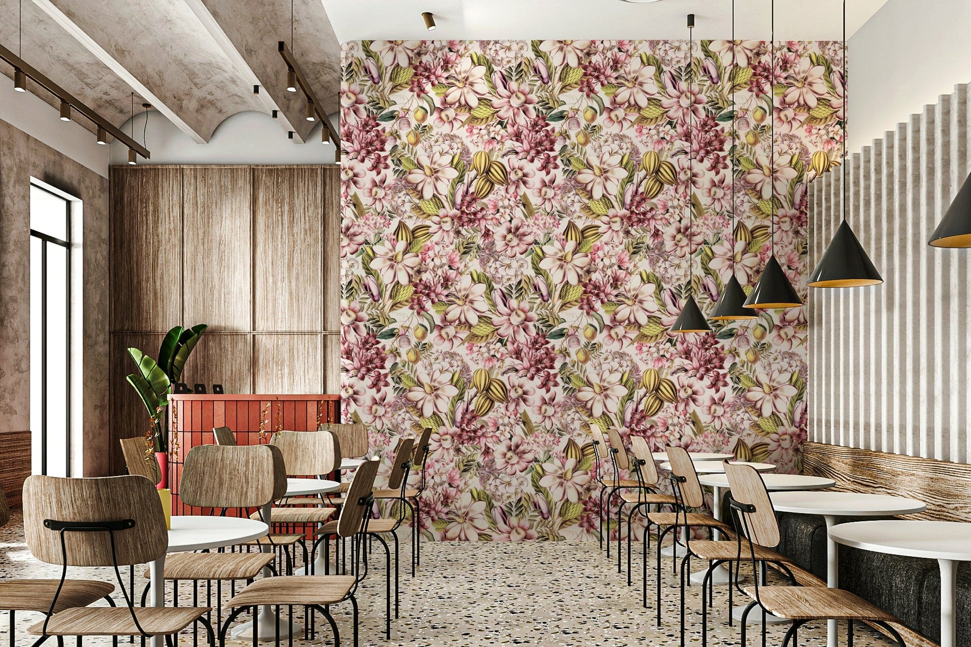 Soft and detailed vintage botanical print on wall mural., GD1360