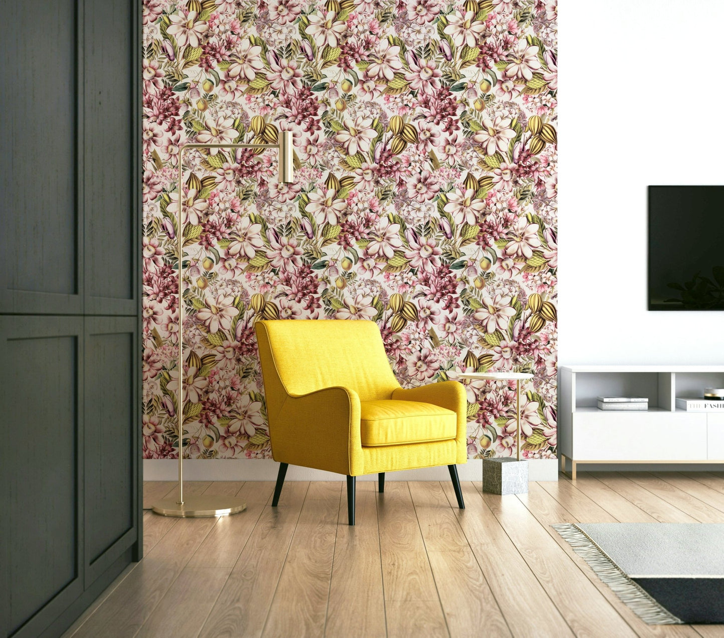 Antique-style botanical garden wallpaper for timeless decor., GD1360