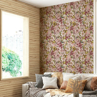 Vintage garden wallpaper design with florals and greenery., GD1360