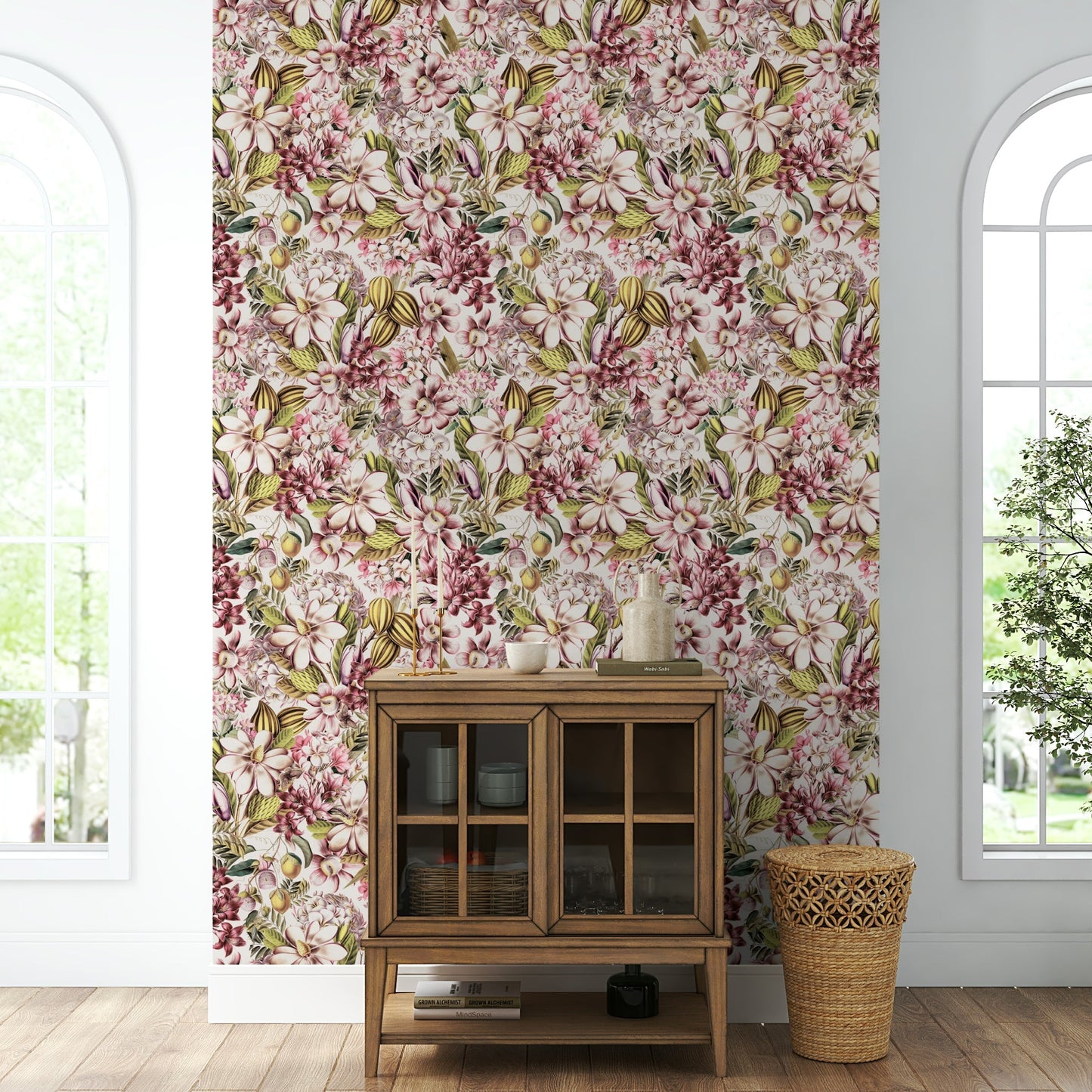 Botanical garden wallpaper in vintage style for classic rooms., GD1360
