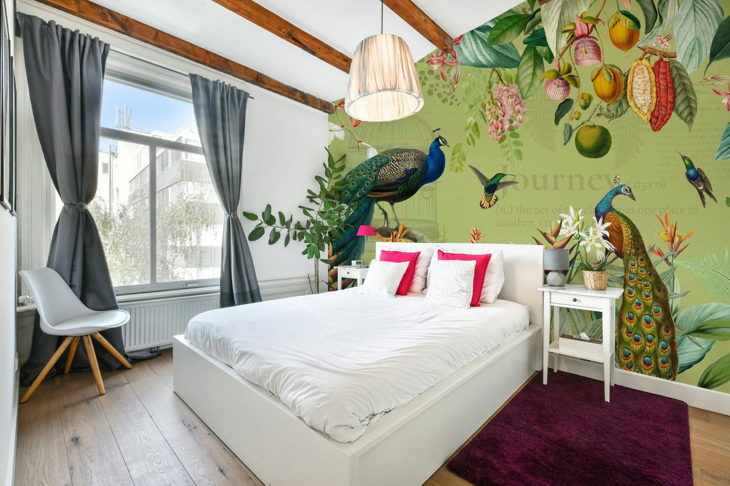 Nature-inspired vintage botanical mural for cozy rooms.

