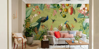 Lush vintage botanical wall mural for tranquil interiors.

