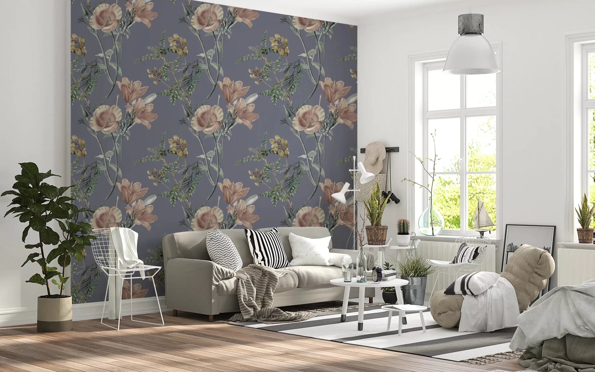 Decorative floral pattern on Vintage Botanical Serenity Wallpaper