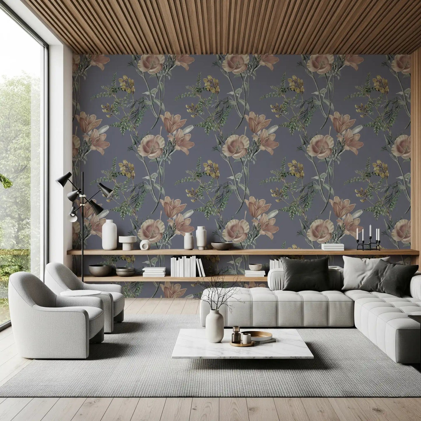 Soft floral surface in Vintage Botanical Serenity Wallpaper design