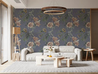 Hallway featuring Vintage Botanical Serenity Wallpaper with leafy stems