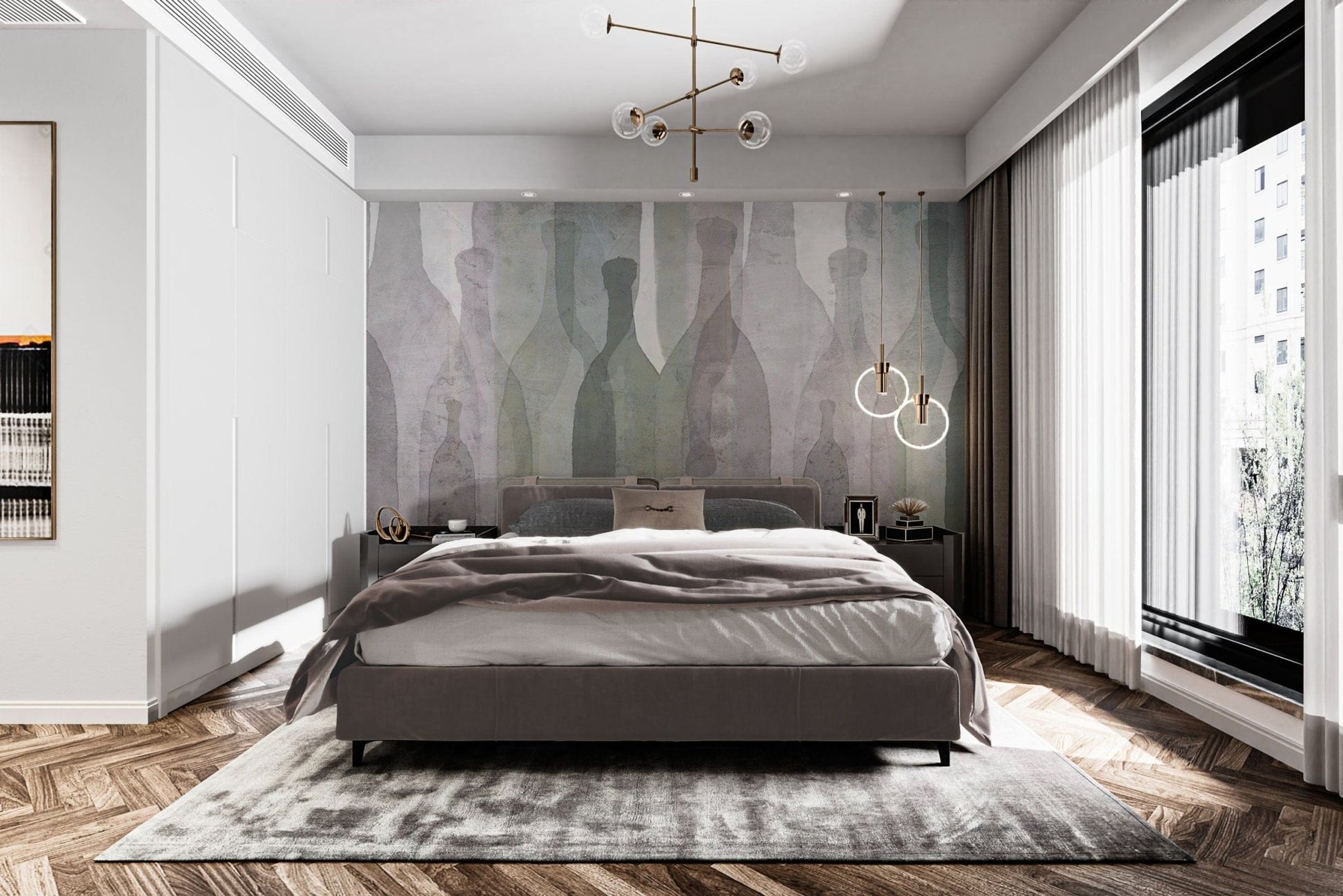 Rustic vintage bottle pattern wallpaper
