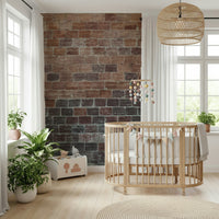 Bedroom accent wall with the rustic Vintage Brick Texture peel and stick wallpaper.