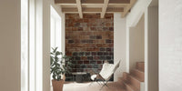 Installation image showing the easy-to-use Vintage Brick Texture peel and stick mural.