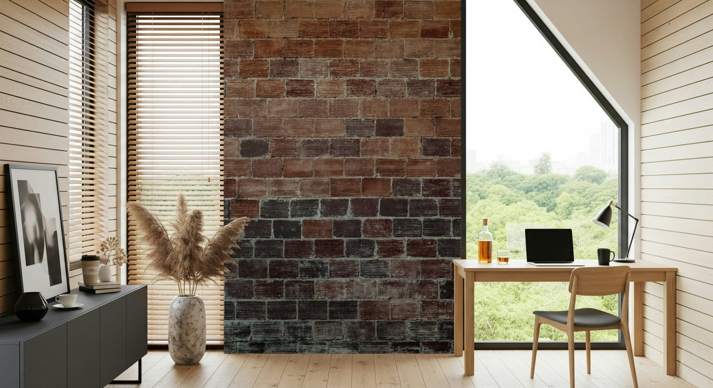 Vintage Brick Texture wallpaper mural transforming a kitchen or bar area beautifully.