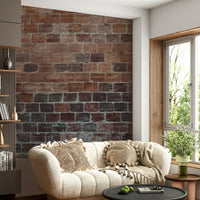 Vintage Brick Texture Wall Mural creating an urban loft vibe in a dining space.