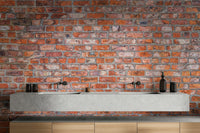 Faux brick wall mural with vintage industrial charm.