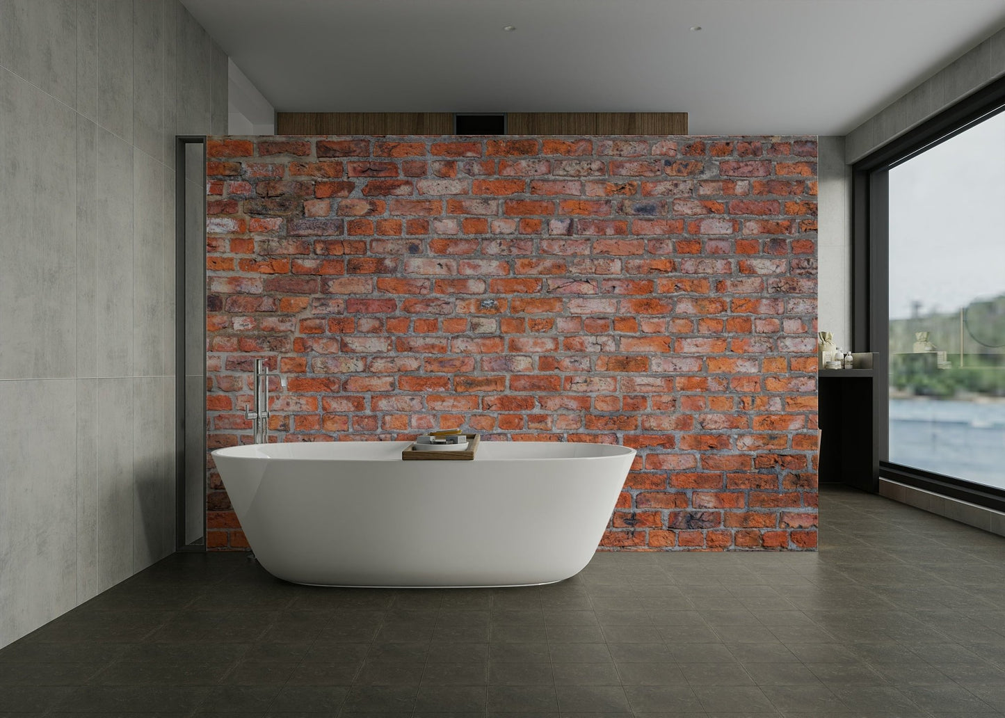 Aged brickwork mural for loft and urban interiors.