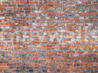 Weathered brick wall effect mural with vintage vibes.