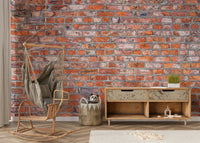 Vintage brick wall mural with aged texture detail.

