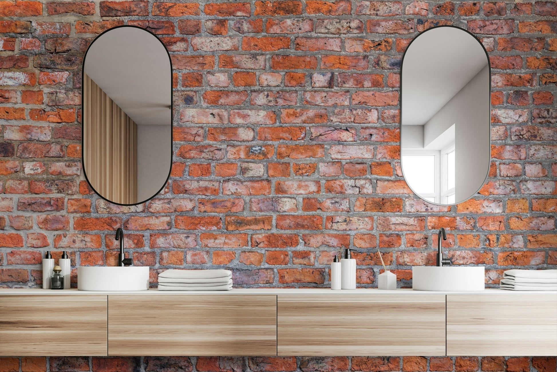 Realistic vintage brick pattern on wall mural.