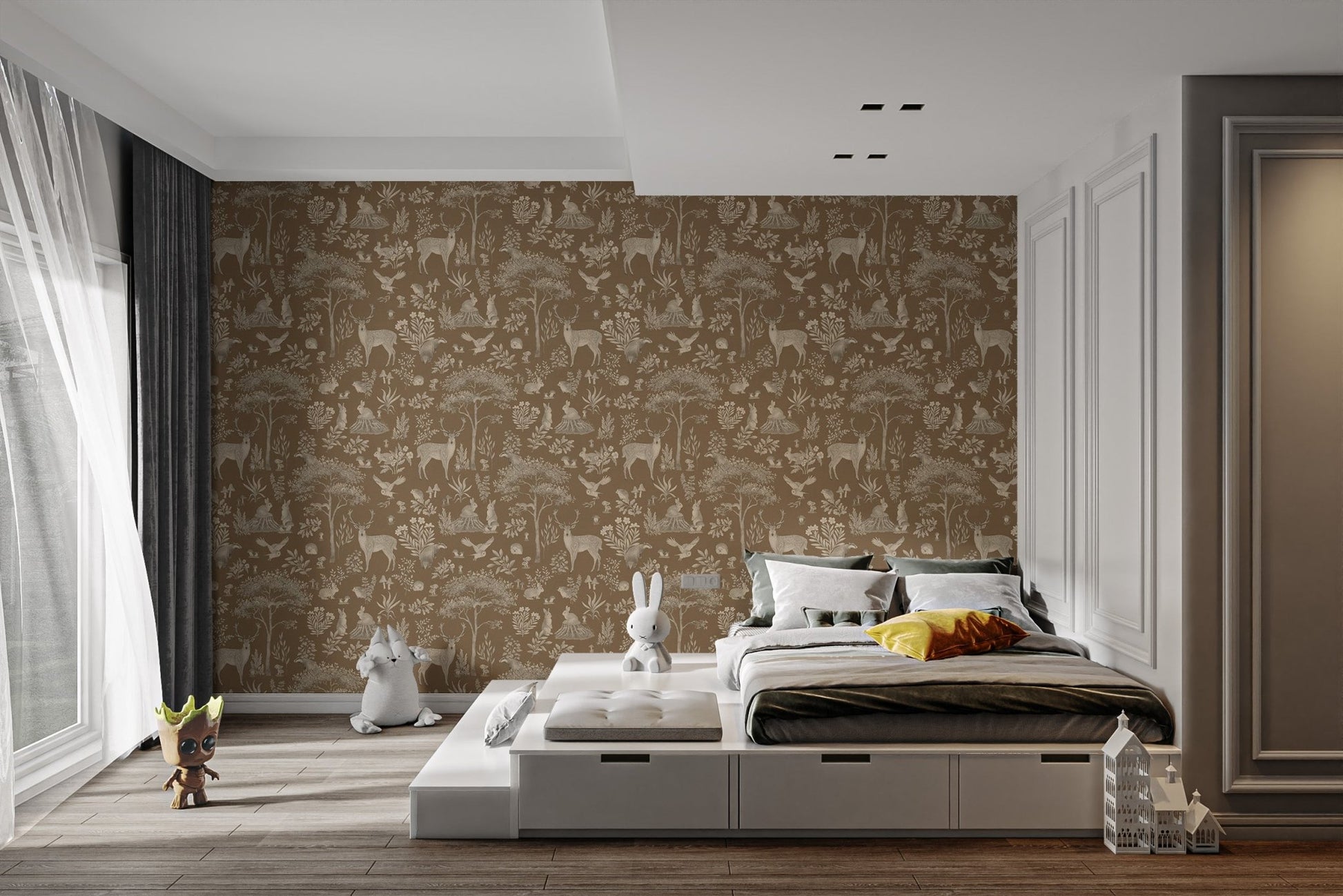 Cozy forest animal wallpaper pattern
