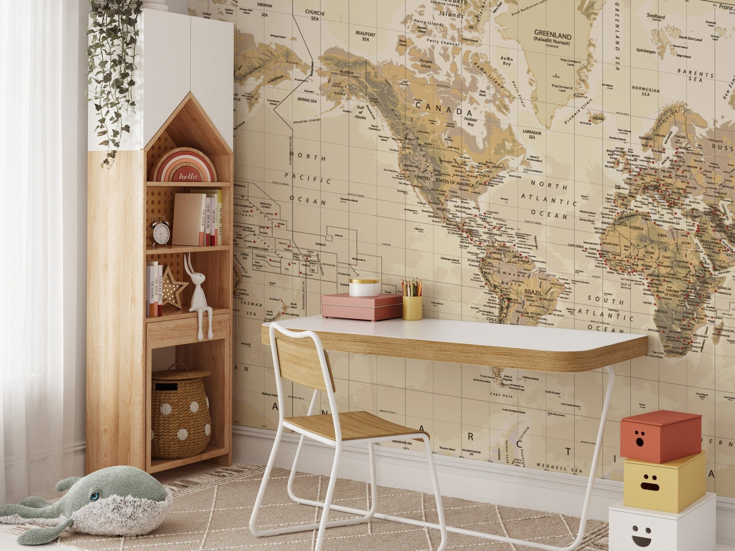 Brown Vintage Worldmap Wall Murals - Giffywalls