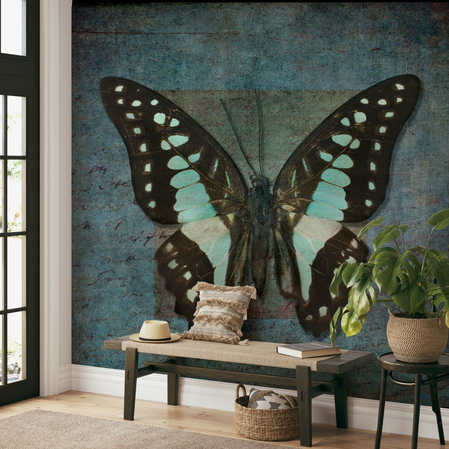 Whispering Butterfly Aura wall mural with translucent wings and soft light.
