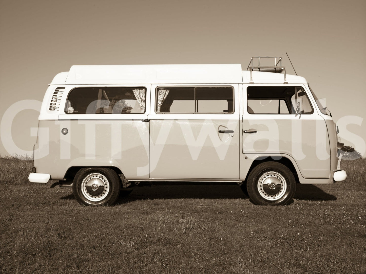 Nostalgic van wall mural, charming Vintage Camper Van profile.