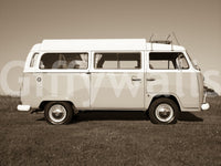 Nostalgic van wall mural, charming Vintage Camper Van profile.