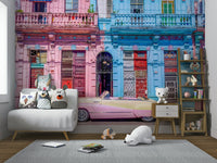 The car is painted in a bright, vibrant color.

