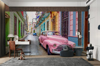 Iconic Cuban street mural with classic car focus.

