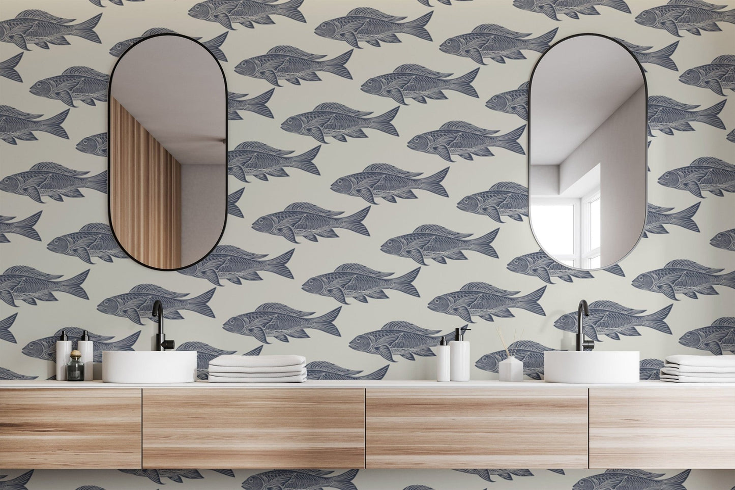 Vintage Catch Nautical Fish Wallpaper